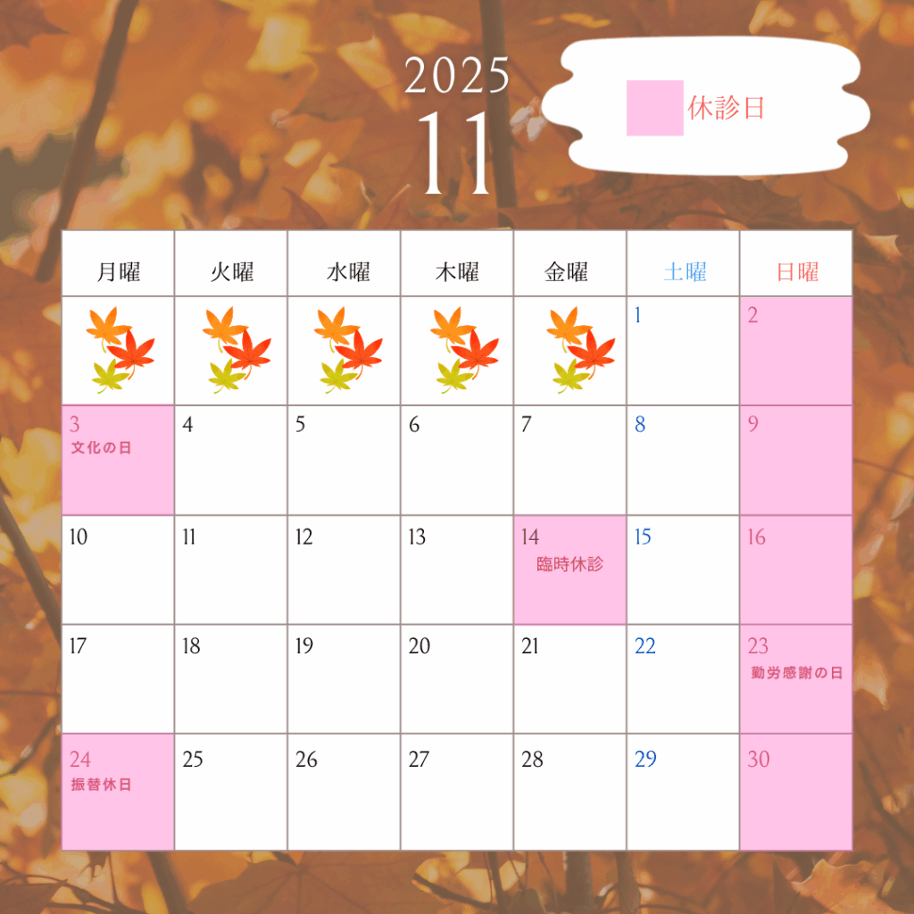 2025年11月のカレンダー